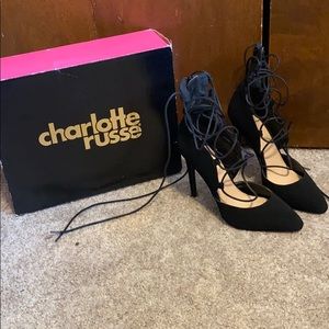 Charlotte Russe SheShe Black Lace up Heels